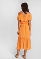 Bayan Turuncu Düşük Omuzlu Uzun Elbise