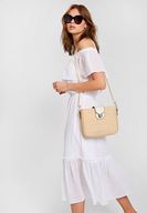 Bayan Beyaz Düşük Omuzlu Uzun Elbise