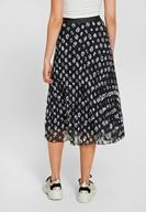 Bayan Beyaz Puantiye Karışık Desenli Diz Altı Etek