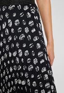 Bayan Beyaz Puantiye Karışık Desenli Diz Altı Etek