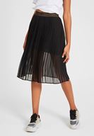 Bayan Siyah Pilili Midi Boy Etek