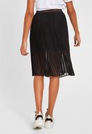 Bayan Siyah Pilili Midi Boy Etek