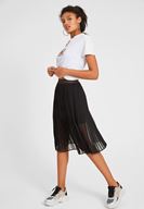 Bayan Siyah Pilili Midi Boy Etek