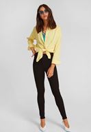 Bayan Siyah Yüksek Bel Dar Paça Pamuk Pantolon