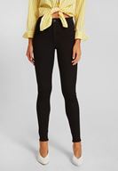 Bayan Siyah Yüksek Bel Dar Paça Pamuk Pantolon