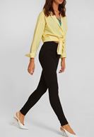 Bayan Siyah Yüksek Bel Dar Paça Pamuk Pantolon