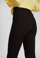 Bayan Siyah Yüksek Bel Dar Paça Pamuk Pantolon