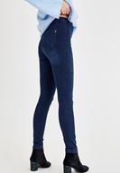 Bayan Mavi Yüksek Bel Dar Paça Pamuk Pantolon