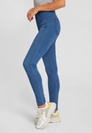 Bayan Mavi Yüksek Bel Dar Paça Pamuk Pantolon