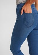 Bayan Mavi Yüksek Bel Dar Paça Pamuk Pantolon