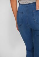 Bayan Mavi Yüksek Bel Dar Paça Pamuk Pantolon