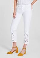 Bayan Beyaz Paça Detaylı Düşük Bel Pantolon