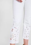 Bayan Beyaz Paça Detaylı Düşük Bel Pantolon