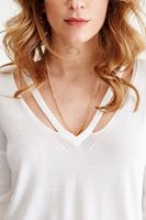 Bayan Krem V Yaka Sırt Detaylı Triko