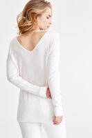 Bayan Krem V Yaka Sırt Detaylı Triko