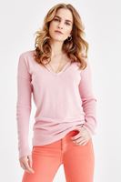 Bayan Pembe V Yaka Sırt Detaylı Triko