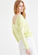 Bayan Sarı V Yaka Detaylı Uzun Kollu Triko