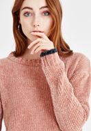 Bayan Pembe Bisiklet Yaka Şönil Triko