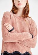 Bayan Pembe Bisiklet Yaka Şönil Triko