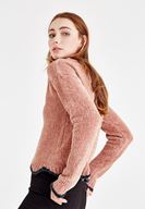 Bayan Pembe Bisiklet Yaka Şönil Triko