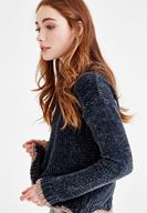 Bayan Gri Bisiklet Yaka Şönil Triko