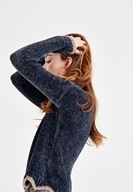 Bayan Gri Bisiklet Yaka Şönil Triko