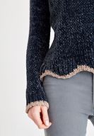 Bayan Gri Bisiklet Yaka Şönil Triko