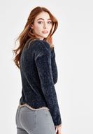 Bayan Gri Bisiklet Yaka Şönil Triko