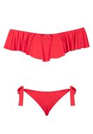 Bayan Kırmızı Omuzları Açık Volanlı Bikini