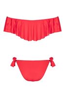 Bayan Kırmızı Omuzları Açık Volanlı Bikini