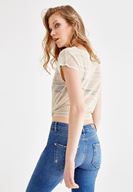 Bayan Gri Önü Bağlamalı Bluz