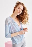 Bayan Mavi Çift Yönlü Yaka Detaylı Triko