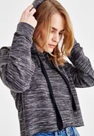 Bayan Füme Kapüşonlu Uzun Kollu Sweatshirt