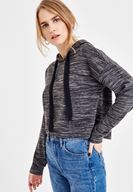 Bayan Füme Kapüşonlu Uzun Kollu Sweatshirt