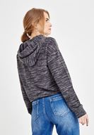 Bayan Füme Kapüşonlu Uzun Kollu Sweatshirt