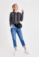 Bayan Füme Kapüşonlu Uzun Kollu Sweatshirt