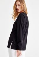 Bayan Siyah Baskılı Pamuk Sweatshirt