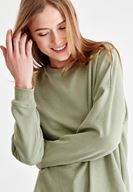 Bayan Yeşil Yanları Yırtmaç Detaylı Sweatshirt