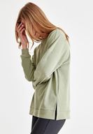 Bayan Yeşil Yanları Yırtmaç Detaylı Sweatshirt