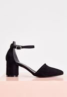 Bayan Siyah Toka Detaylı Yuvarlak Topuklu Ayakkabı