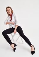 Bayan Siyah Toka Detaylı Yuvarlak Topuklu Ayakkabı