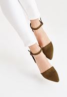 Bayan Yeşil Toka Detaylı Yuvarlak Topuklu Ayakkabı