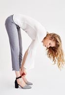 Bayan Gri Orta Bel Cigarette Pantolon