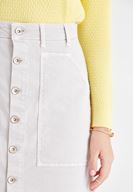 Bayan Gri Önü Düğme Detaylı Mini Etek