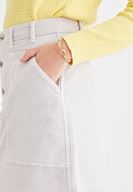 Bayan Gri Önü Düğme Detaylı Mini Etek