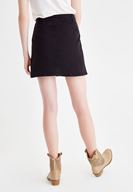 Bayan Siyah Önü Düğme Detaylı Mini Etek