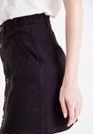 Bayan Siyah Önü Düğme Detaylı Mini Etek