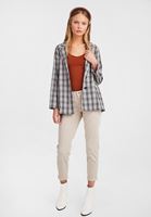 Bayan Krem Düşük Bel Slim Boyfriend Pantolon