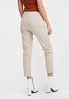Bayan Krem Düşük Bel Slim Boyfriend Pantolon