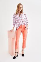 Bayan Turuncu Düşük Bel Slim Boyfriend Pantolon